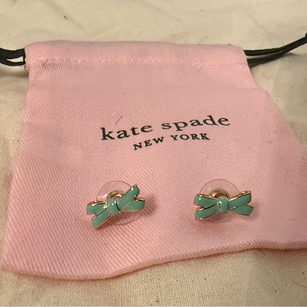 kate spade mini Teal Bow Earrings